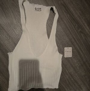 Free People Ivory Ribbed Women's Top